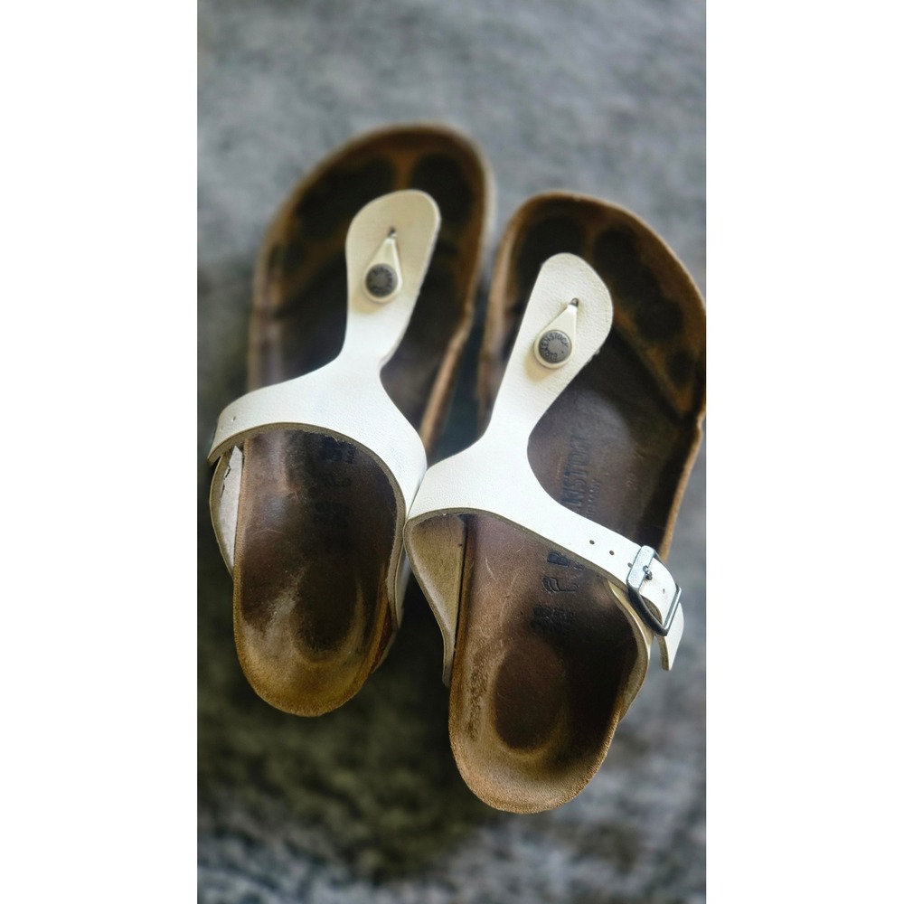 Birkenstock Gizeh White Birko-Flor Thong Sandals Womens 38 L7 M5